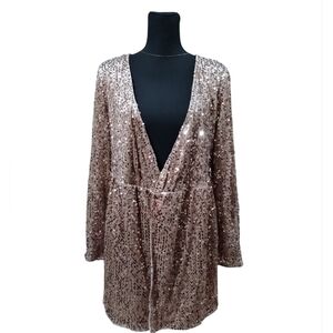 Rose-Gold Sequin Duster Jacket